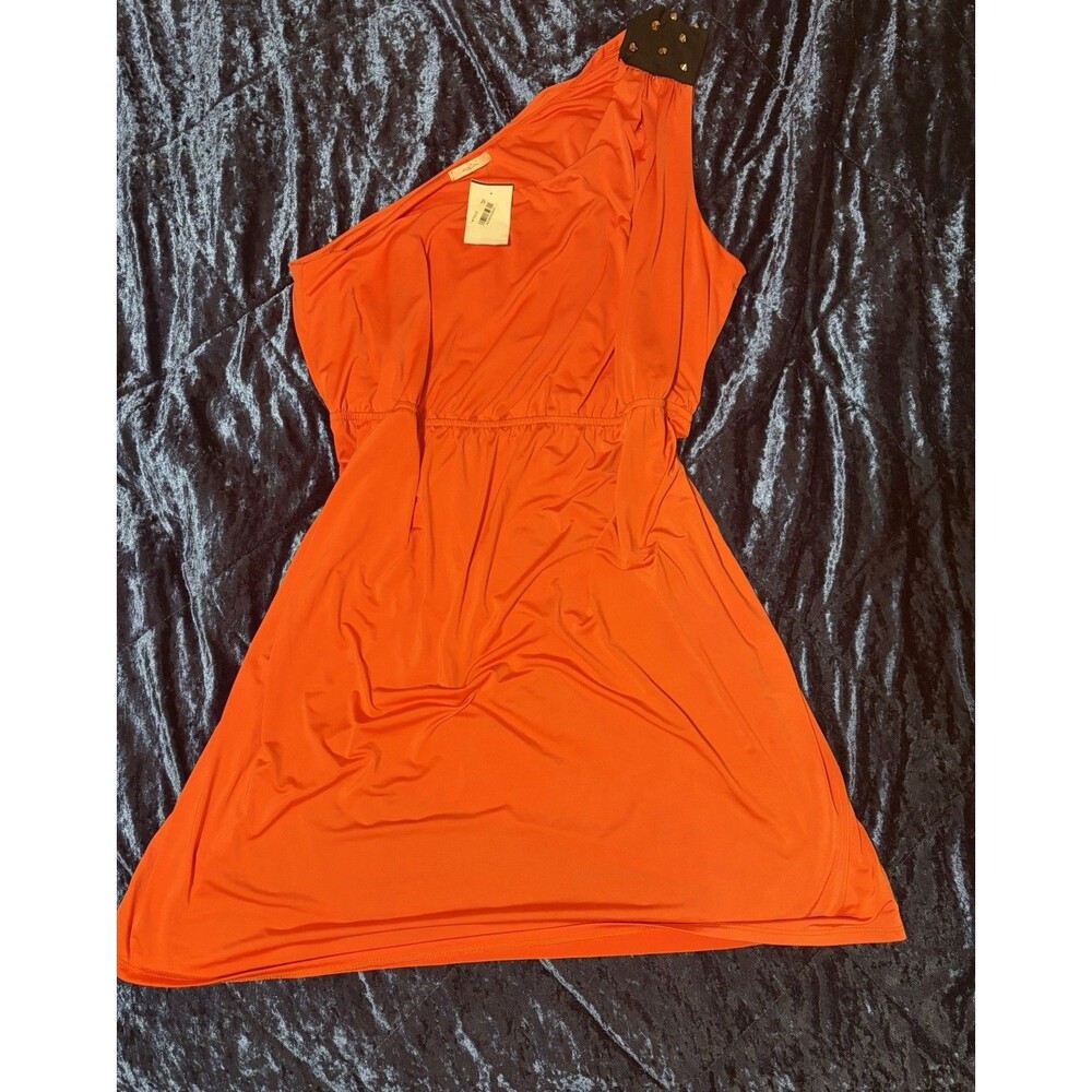 Mai Tai Plus Size 3x One Spiked Shoulder A Line Coral Dress NWT Party Cruise